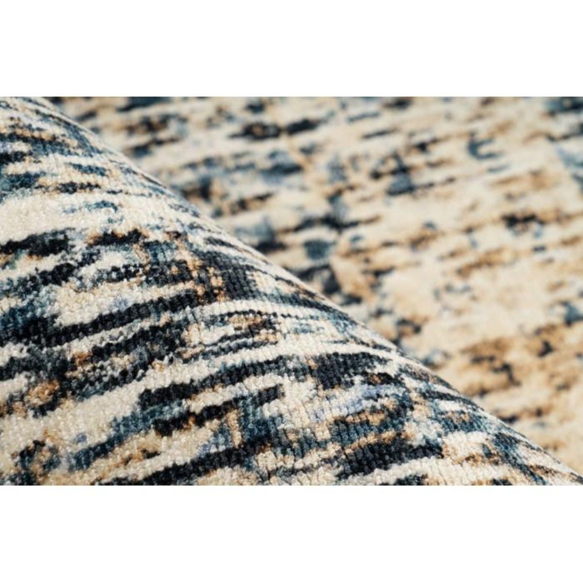 Paris Prix Tapis Tissé à Poils Courts  Puerto  Bleu & Beige