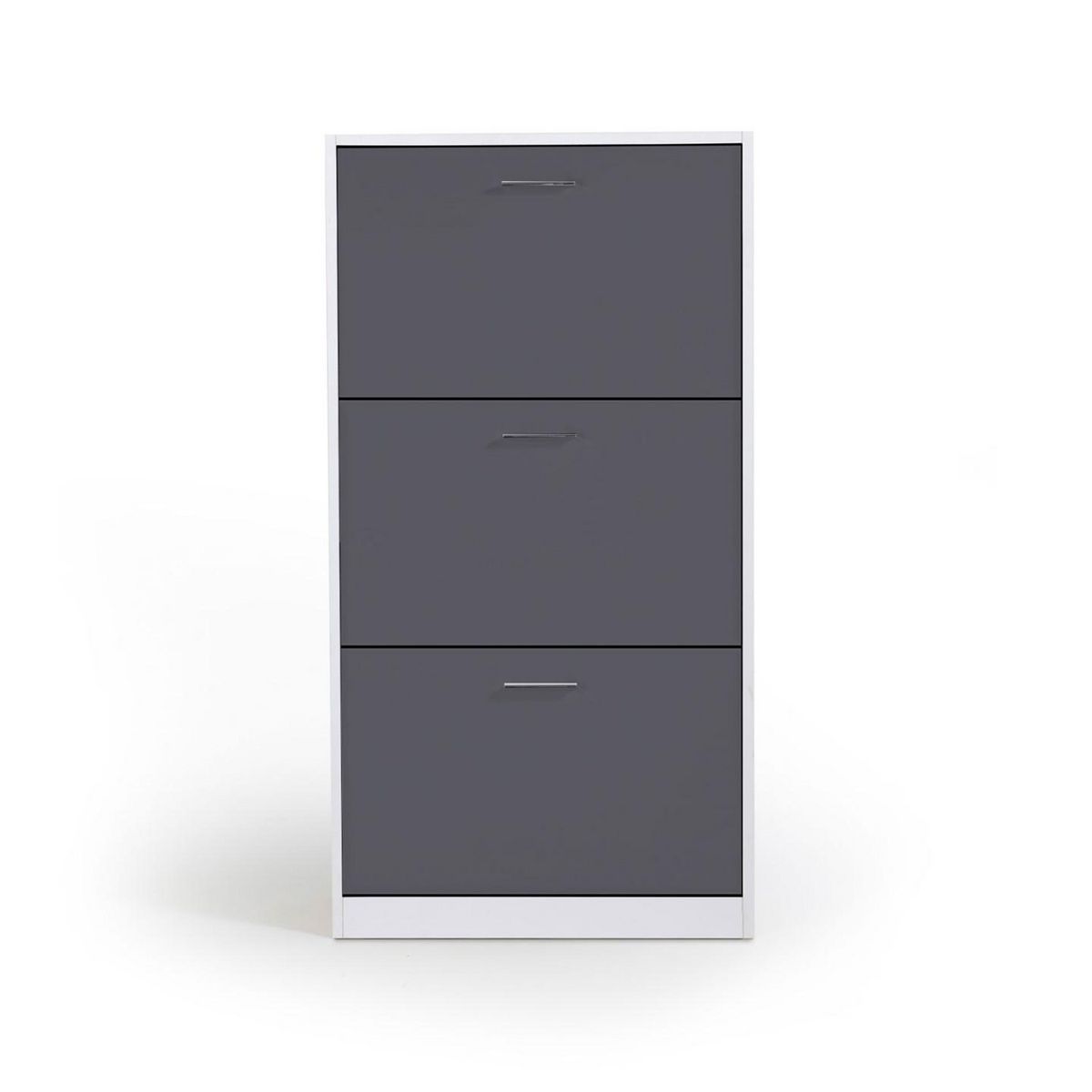 ID MARKET Meuble à chaussures 18 paires KLARK blanc 3 portes grises