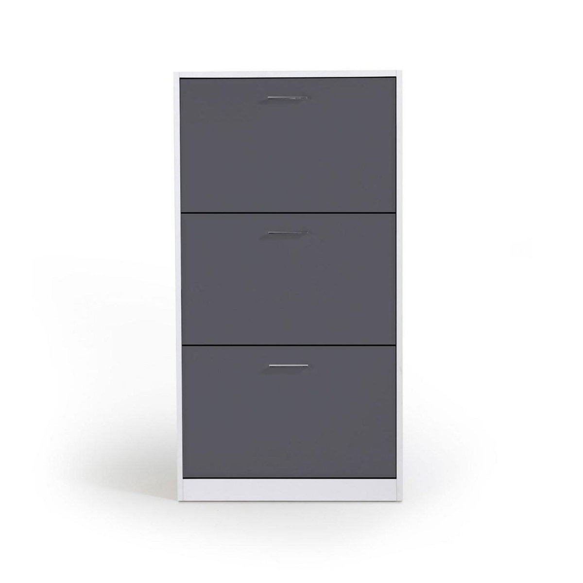 ID MARKET Meuble à chaussures 18 paires KLARK blanc 3 portes grises