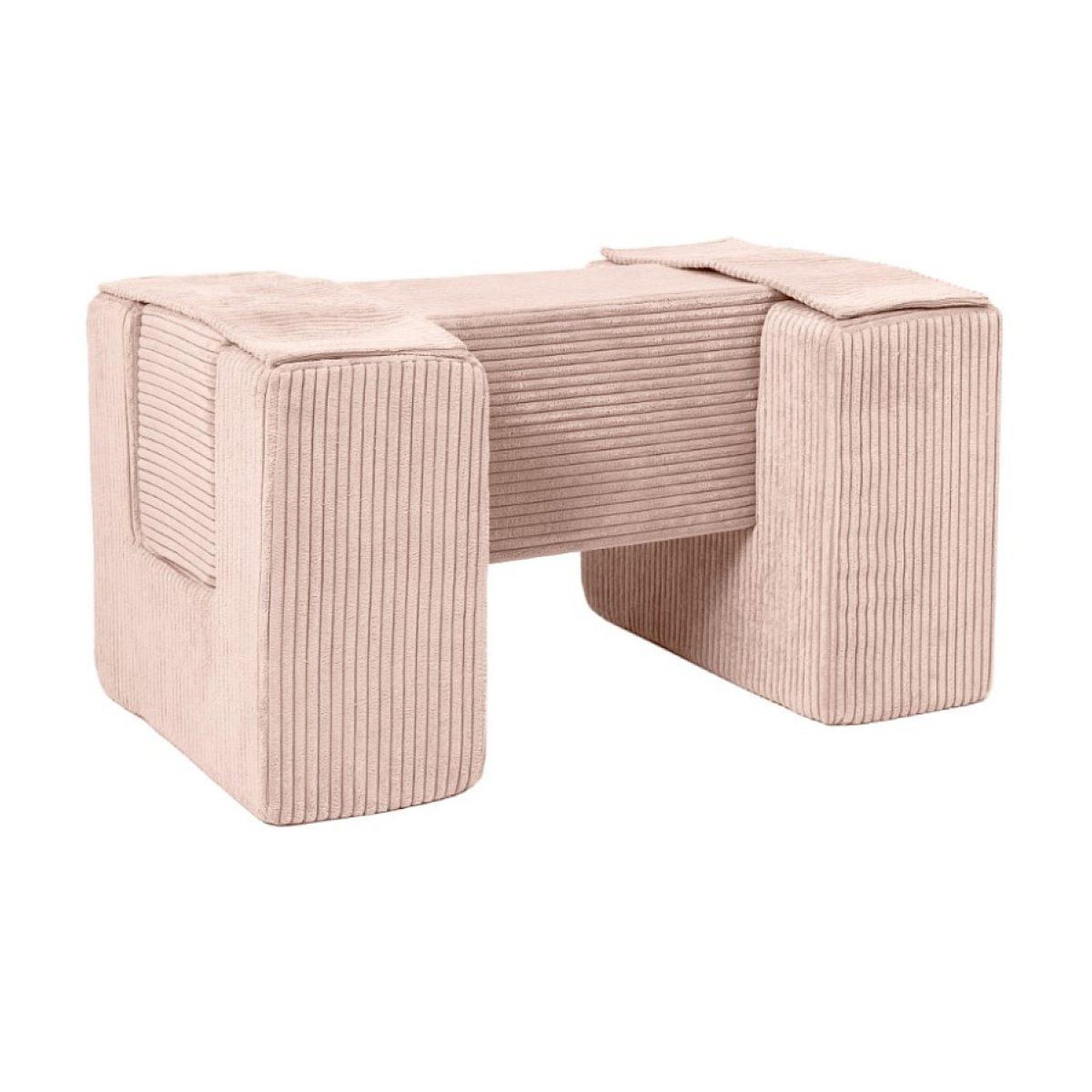 VELINDA 3 blocs en mousse rose velours côtelé
