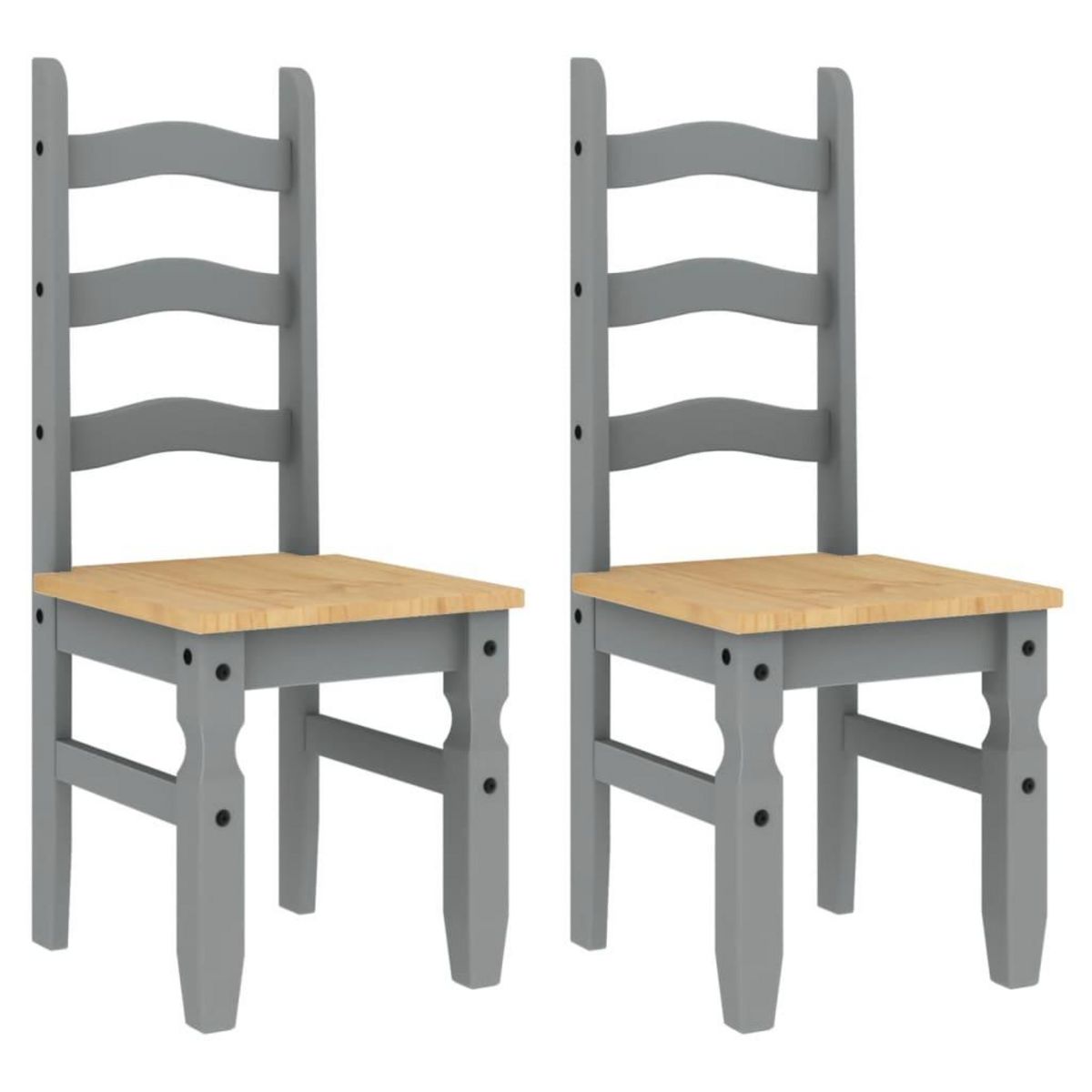 VIDAXL Chaises a manger lot de 2  gris bois massif de pin
