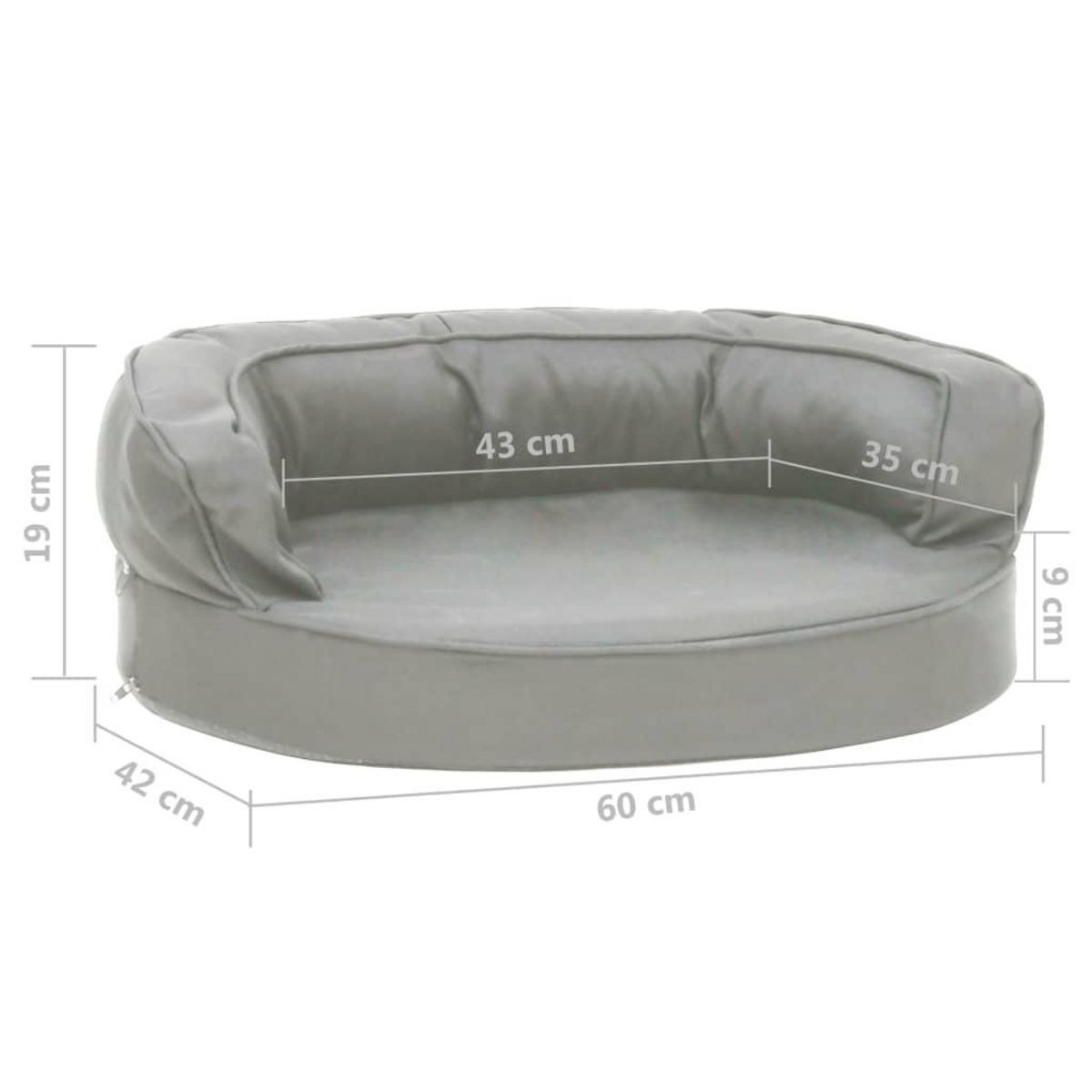 VIDAXL Matelas de lit ergonomique de chien 60x42 cm Aspect de lin Gris