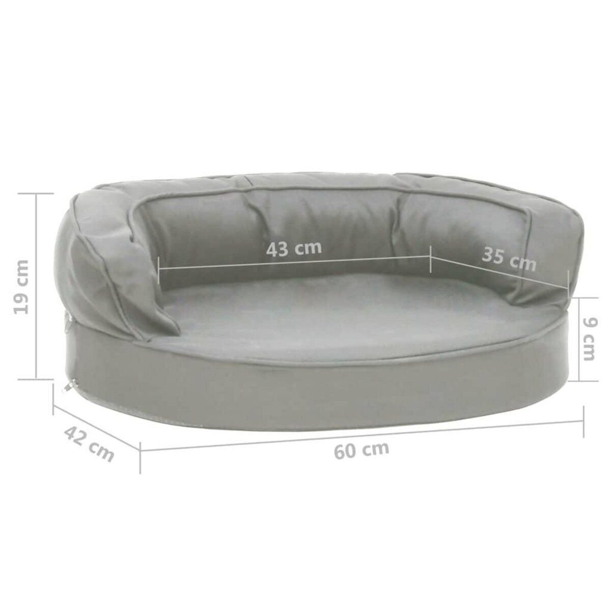 VIDAXL Matelas de lit ergonomique de chien 60x42 cm Aspect de lin Gris