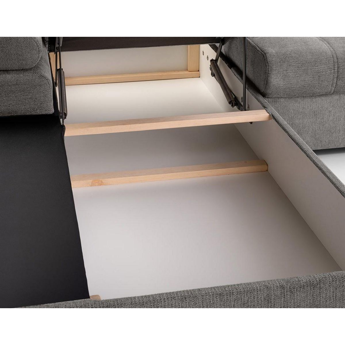 BEST MOBILIER Bianca - canapé d'angle gauche 4 places convertible avec coffre en tissu texturé