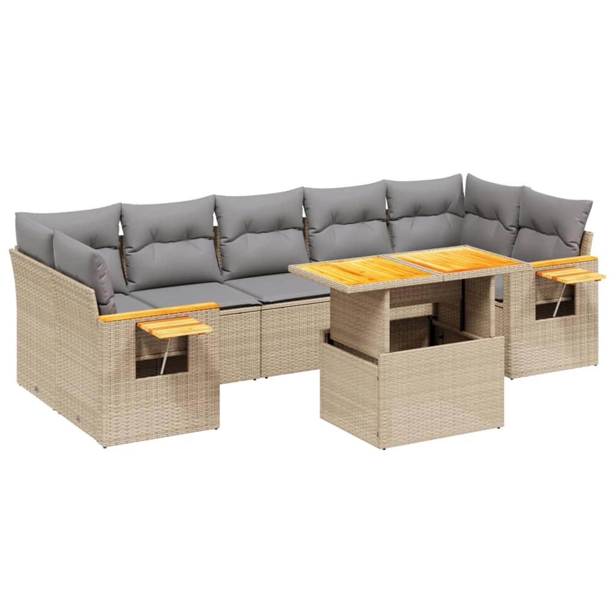 Voir la diapositive 2 : VIDAXL Salon de jardin avec coussins 8 pcs beige resine tressee