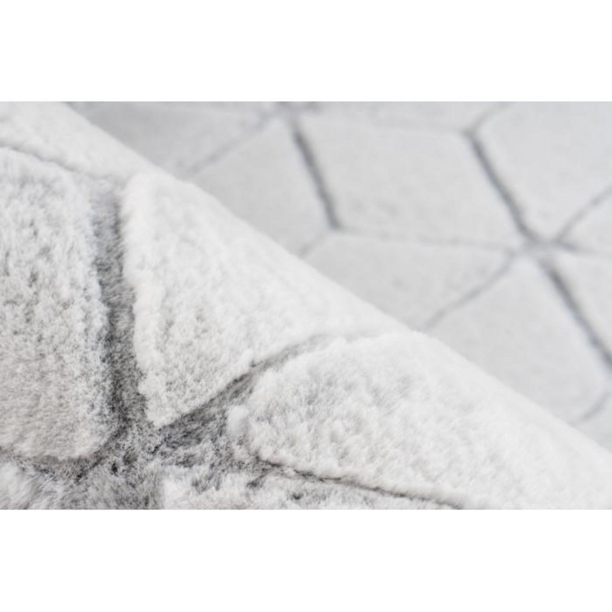 Paris Prix Tapis Shaggy Effet 3D  Vivica  Blanc & Anthracite