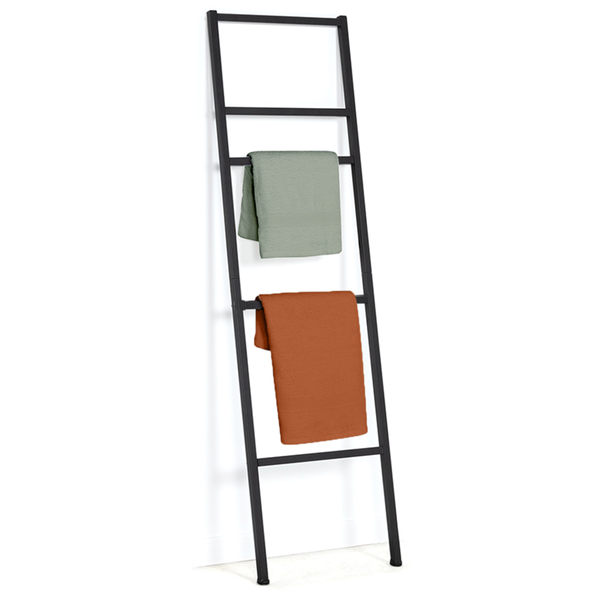ID MARKET Porte-serviettes échelle 5 niveaux dallas métal noir design industriel