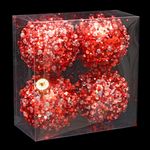 ATMOSPHERA Lot de 4 boules de noël Effet goutte. Coloris disponibles : Gris