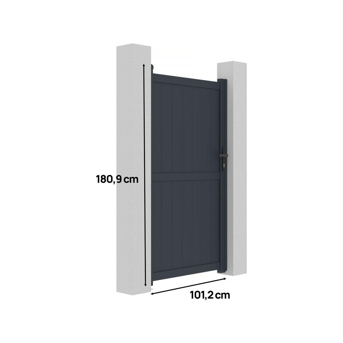 Habitat et Jardin Portillon aluminium  Maurice  - 101.2 x 180.9 cm - Gris