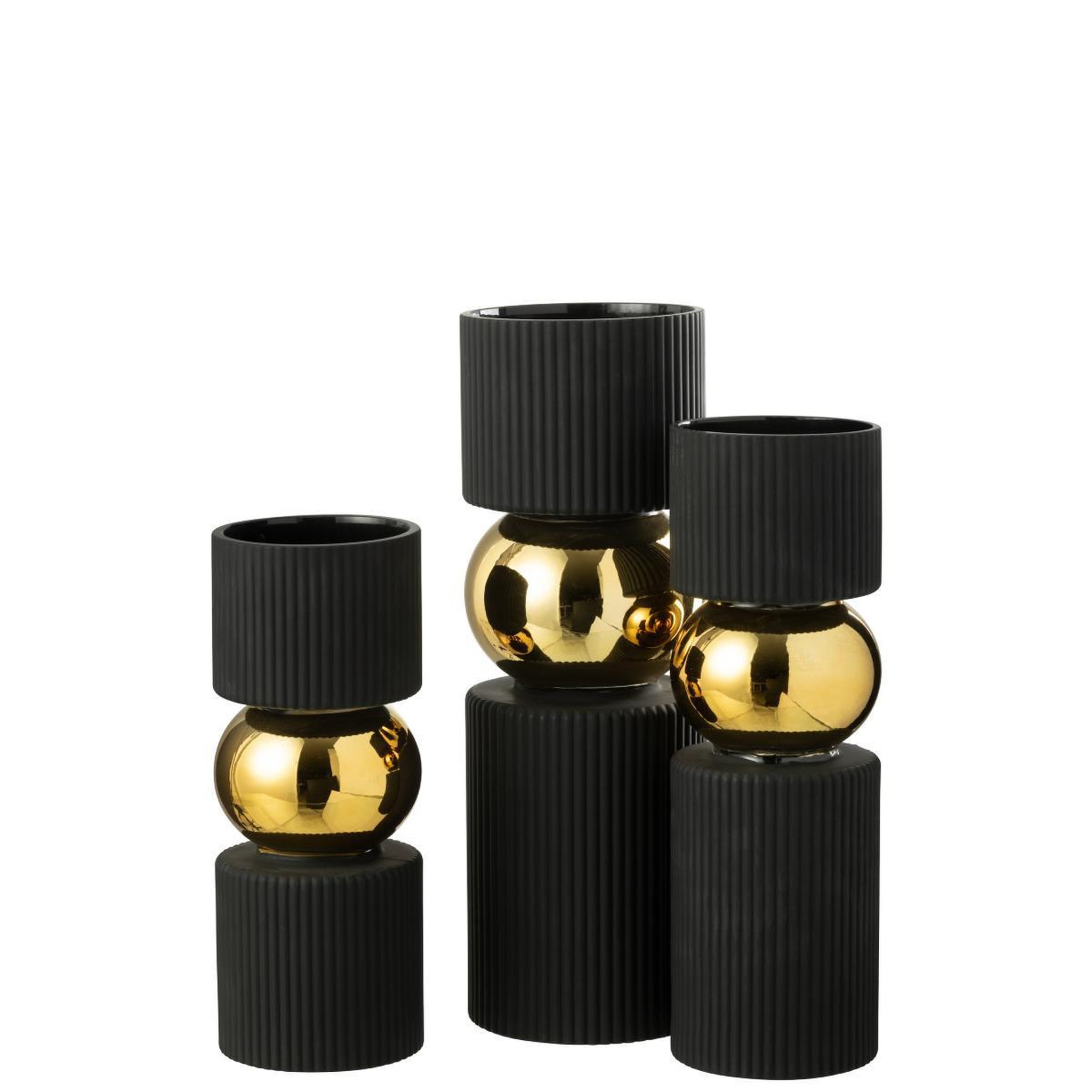 Voir la diapositive 2 : J-LINE Vase Design en Verre  Bonbon  35cm Noir