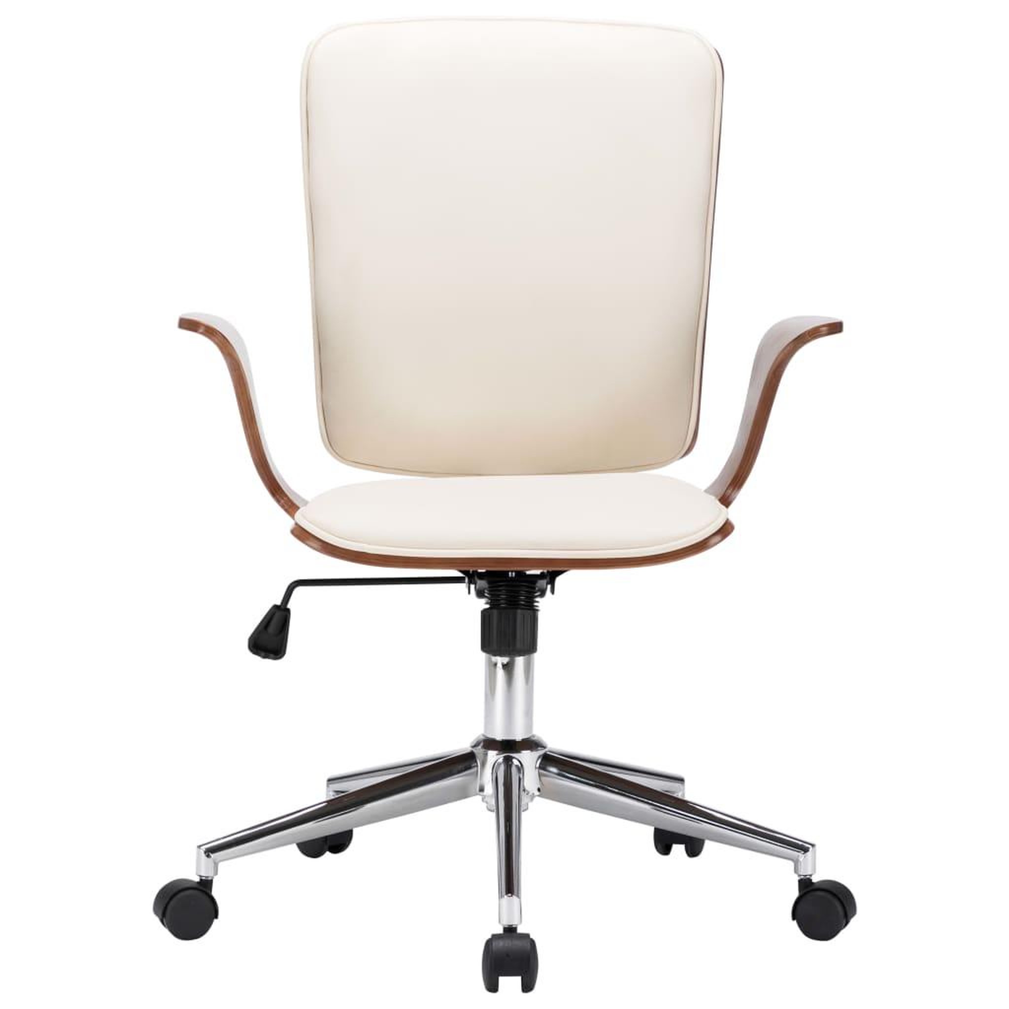Voir la diapositive 2 : VIDAXL Chaise pivotante de bureau Creme Similicuir et bois courbe