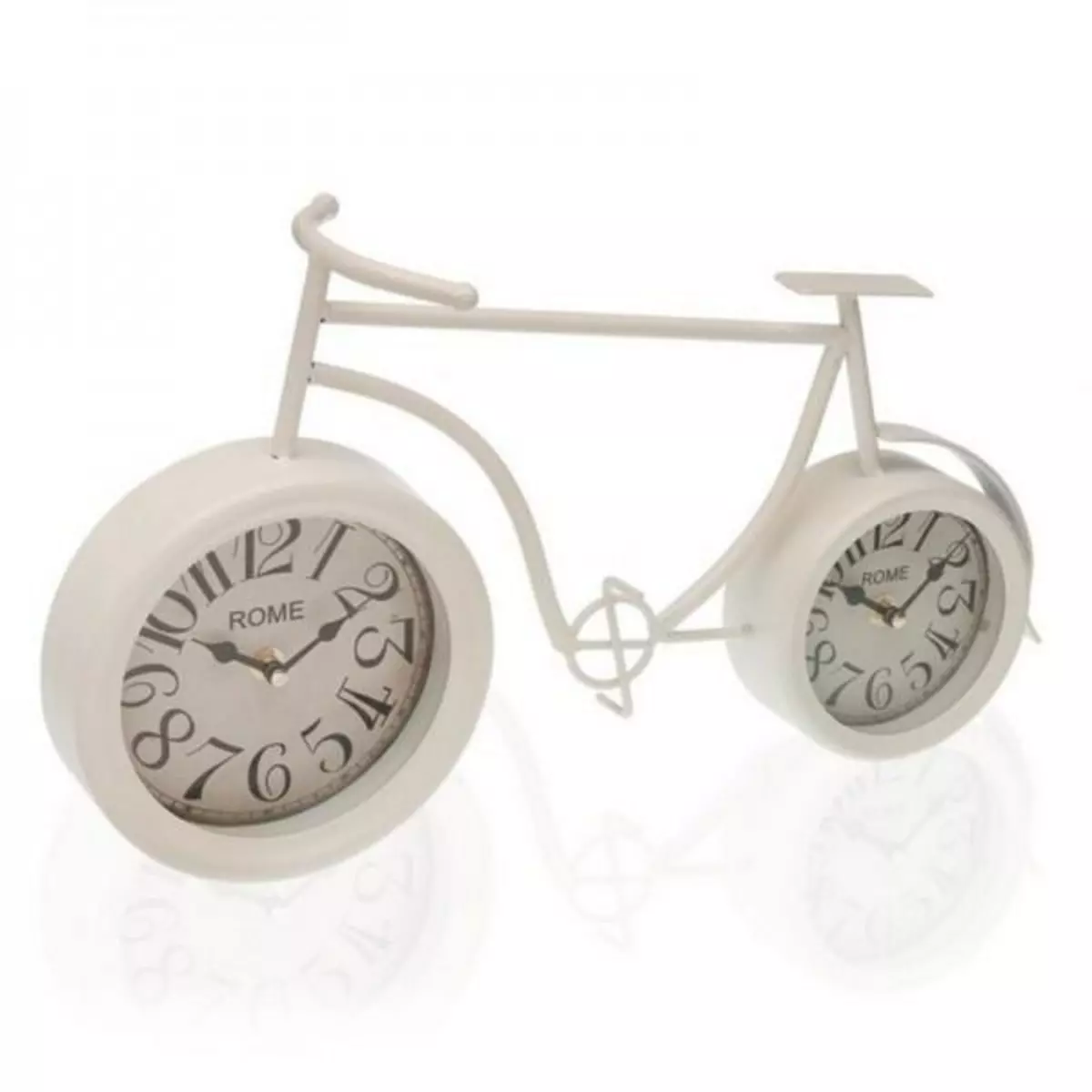 MARKET24 Horloge de table Bicyclette Blanc Fer (20 x 10 x 36,5 cm)