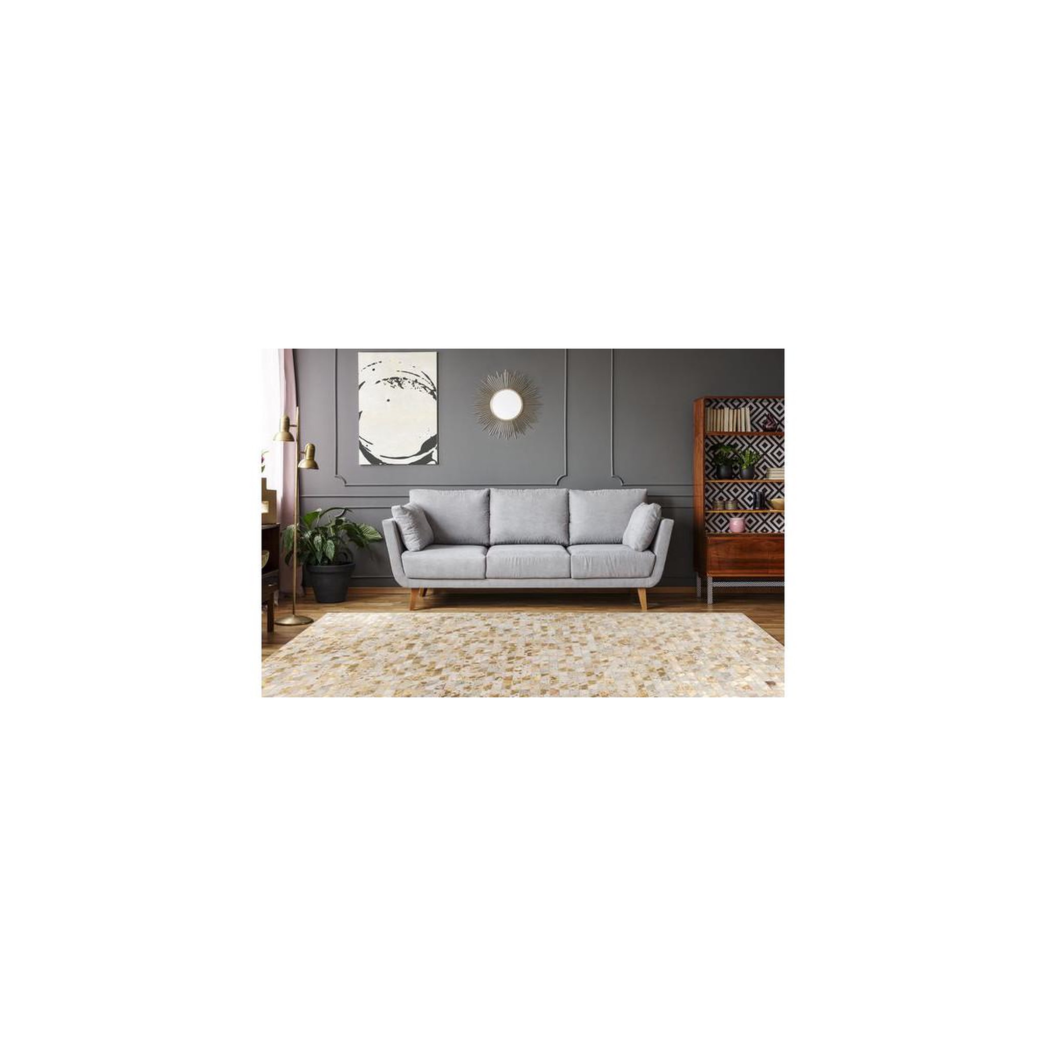 Voir la diapositive 5 : Paris Prix Tapis Fait Main en Cuir  Lavin III  Or & Multicolore