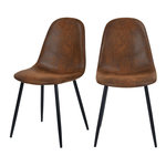 Rendez vous déco Lot de 2 chaises en microfibre marron effet vieilli-Malrik