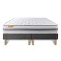 Voir la diapositive 2 : SEPTNUITS Matelas + double sommiers gris Memo Spring Ressorts ensachés 3 zones de confort MAXI épaisseur