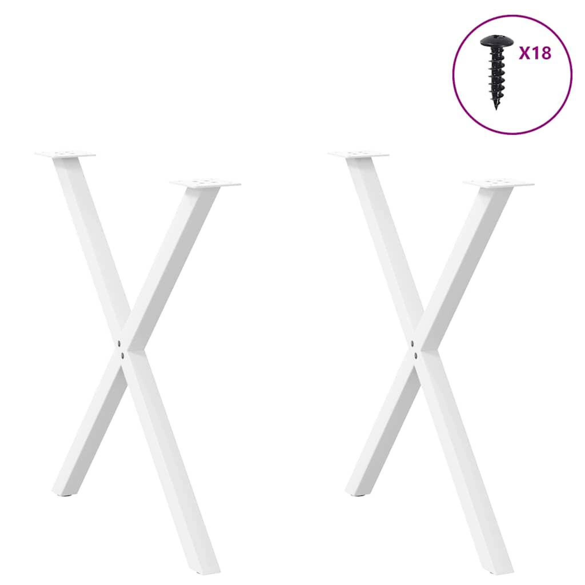 Voir la diapositive 3 : VIDAXL Pieds de table a manger forme de X 2 pcs blanc 70x(72-73) cm