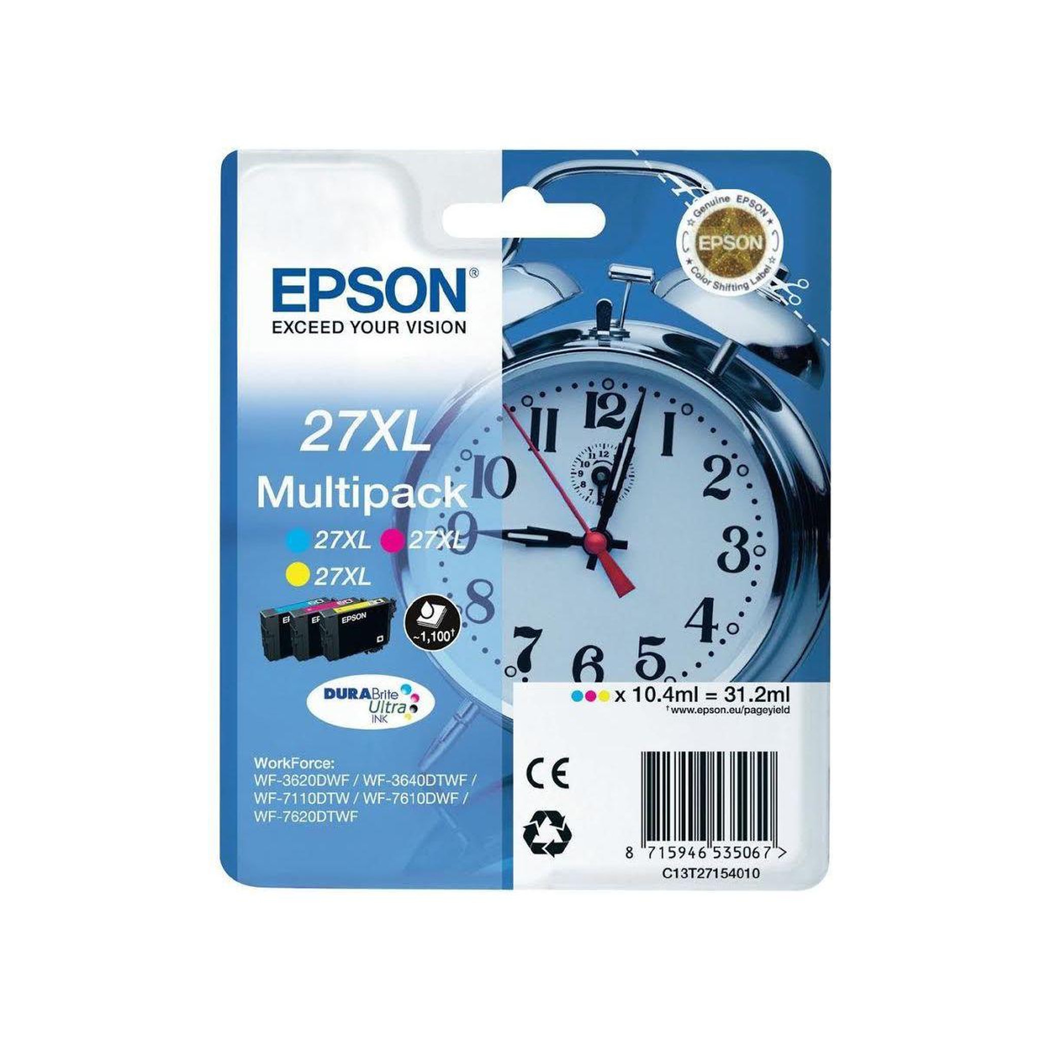 Epson Cartouche d'encre pack multipack 3 originales t2715 couleurs (cmy) - c13t27154010