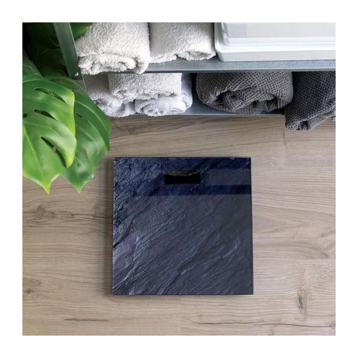 LIVOO LIVOO DOM382PI - Pese-personne electronique -  Impression pierre -  Plateau en verre -  Pesee jusqua 180 kg -  Precision 100g