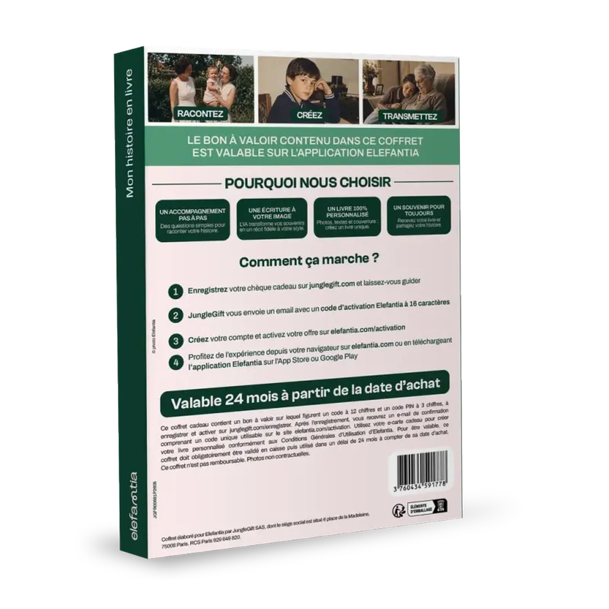 Voir la diapositive 2 : ELEFANTIA Coffret cadeau Elefantia - Mon histoire en livre