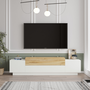 Voir la diapositive 3 : CONCEPT USINE Meuble TV design blanc et bois 160 cm MELO