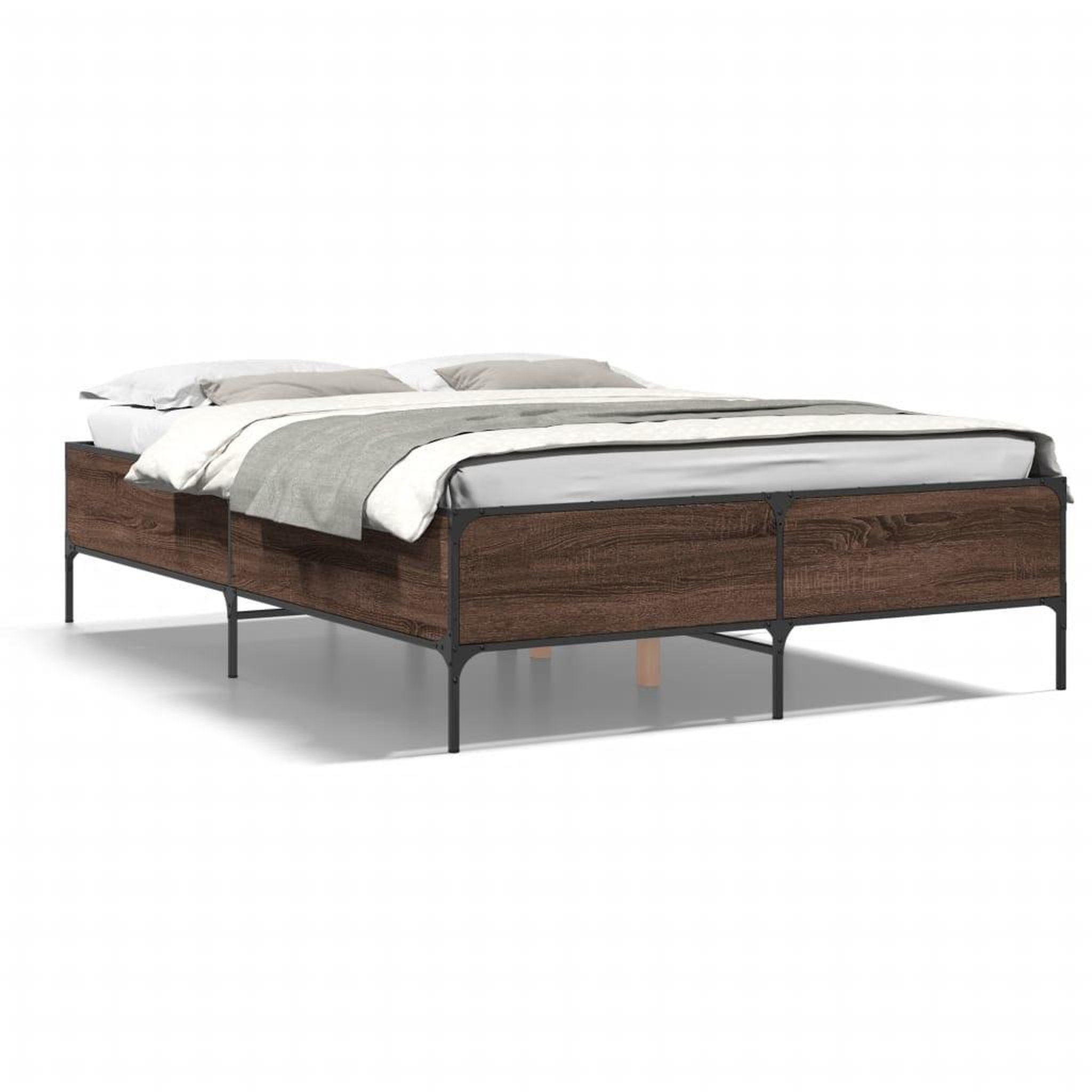 Voir la diapositive 2 : VIDAXL Cadre de lit sans matelas chene marron 140x190 cm