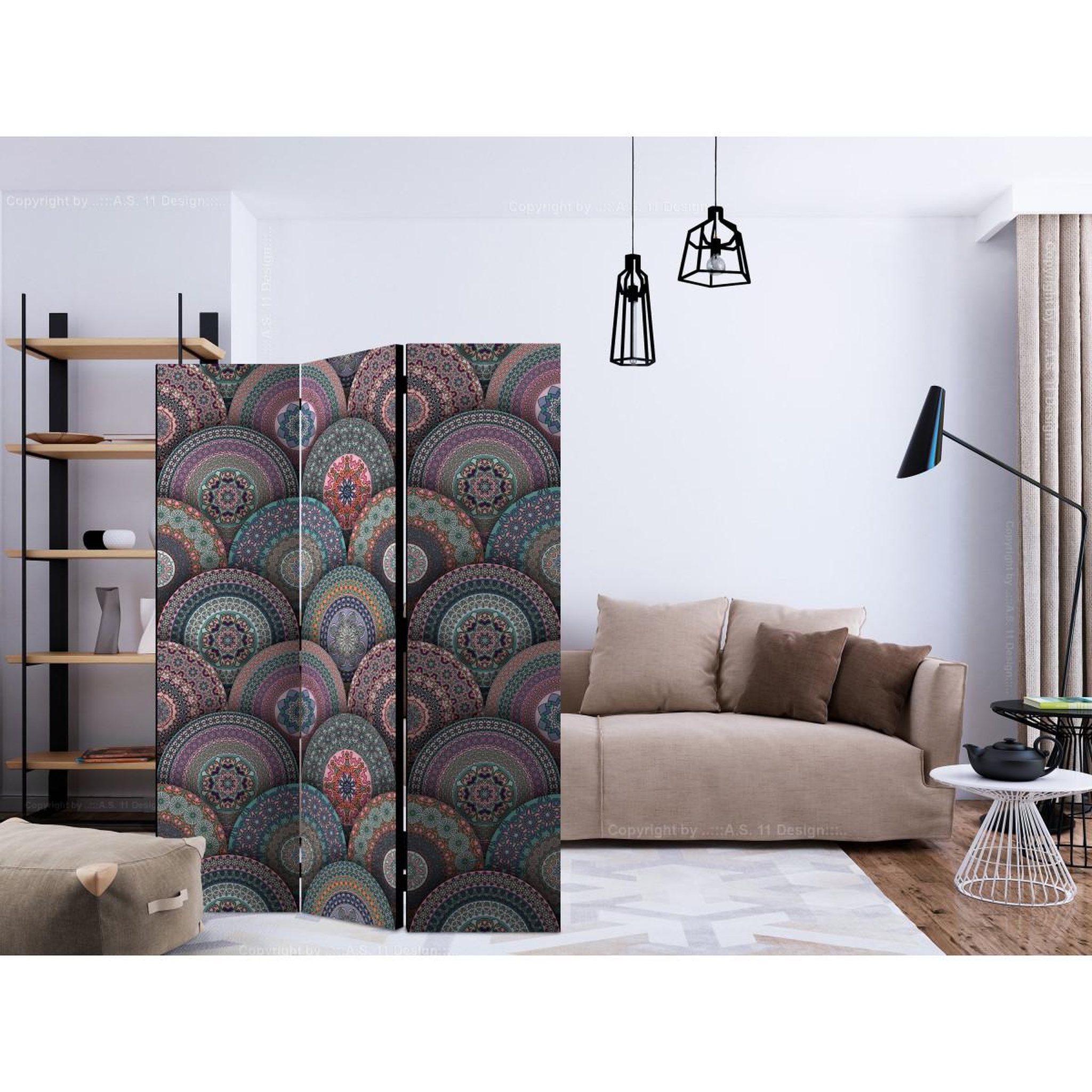 Voir la diapositive 2 : Paris Prix Paravent 3 volets  oriental kaleidoscope  135x172cm