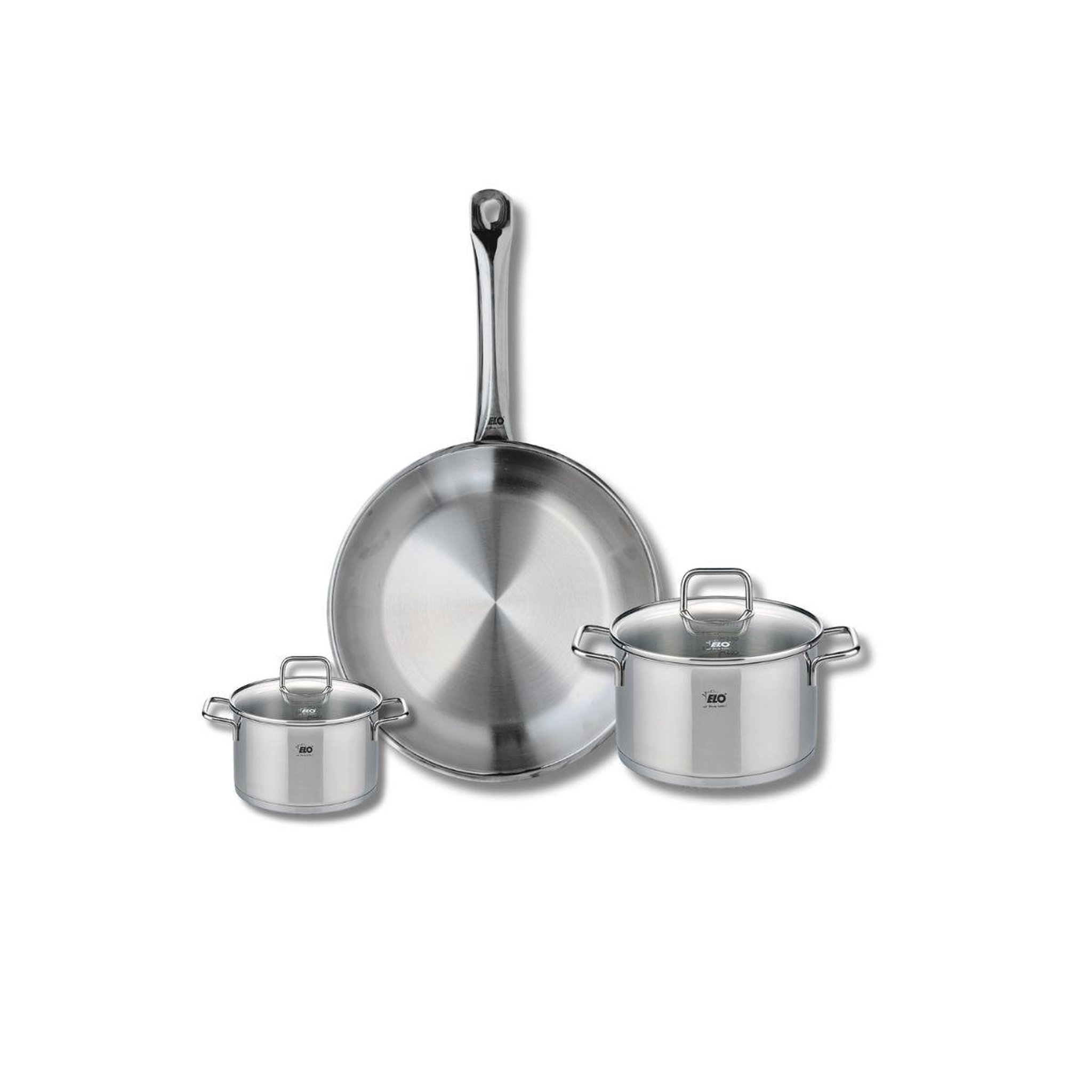 Voir la diapositive 1 : 666 Barcelona Ensemble de 1 Poêle de cuisson 28 cm et 2 faitouts 12 et 16 cm Elo Profi Citrin