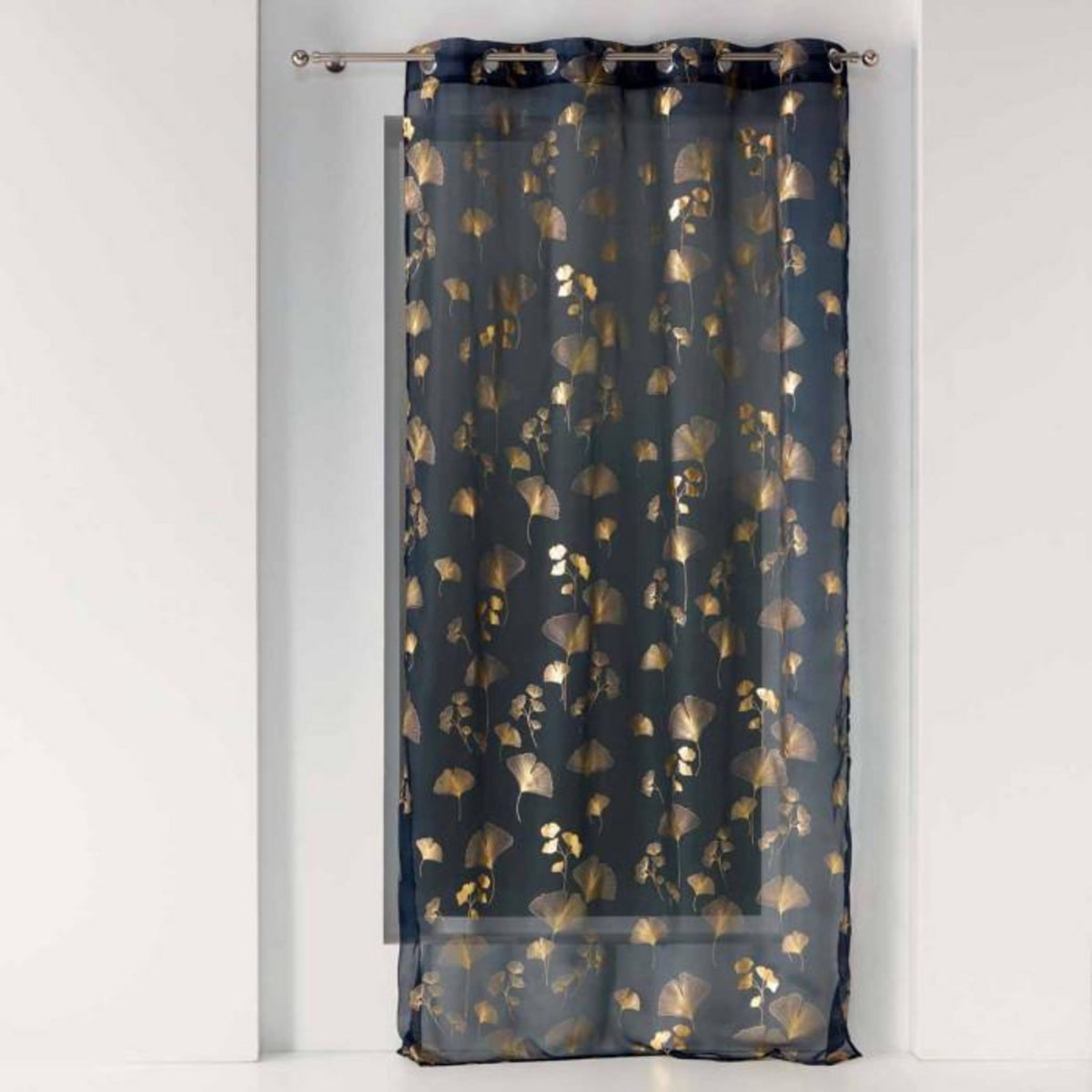 Paris Prix Rideau Voilage à Œillets  Bloomy  140x240cm Bleu