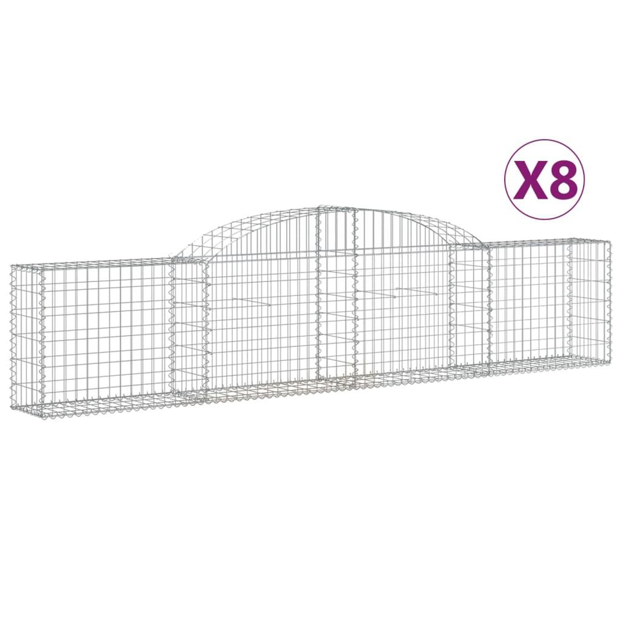 Voir la diapositive 2 : VIDAXL Paniers a gabions arques 8 pcs 300x30x60/80 cm Fer galvanise