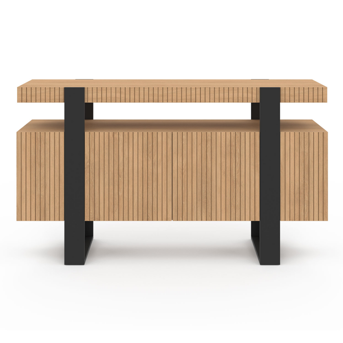 ID MARKET Buffet 140 cm OCTAVE 4 portes lattes tasseau bois