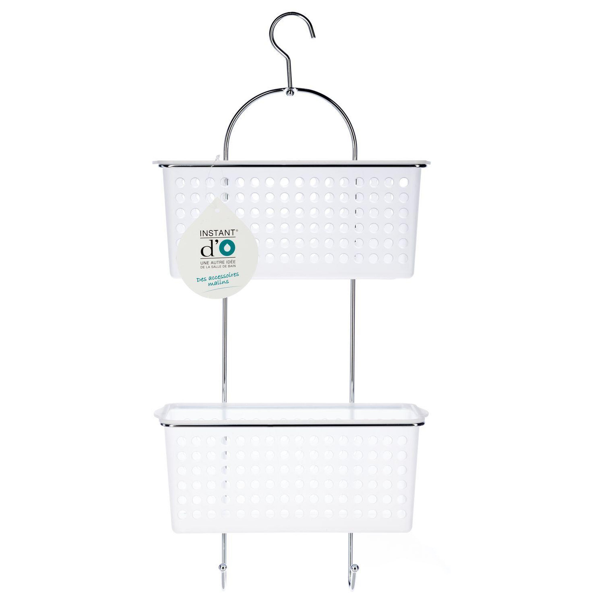 Voir la diapositive 2 : FIVE Etagère de douche ou baignoire en métal - 2 Paniers - 30 x 54 cm