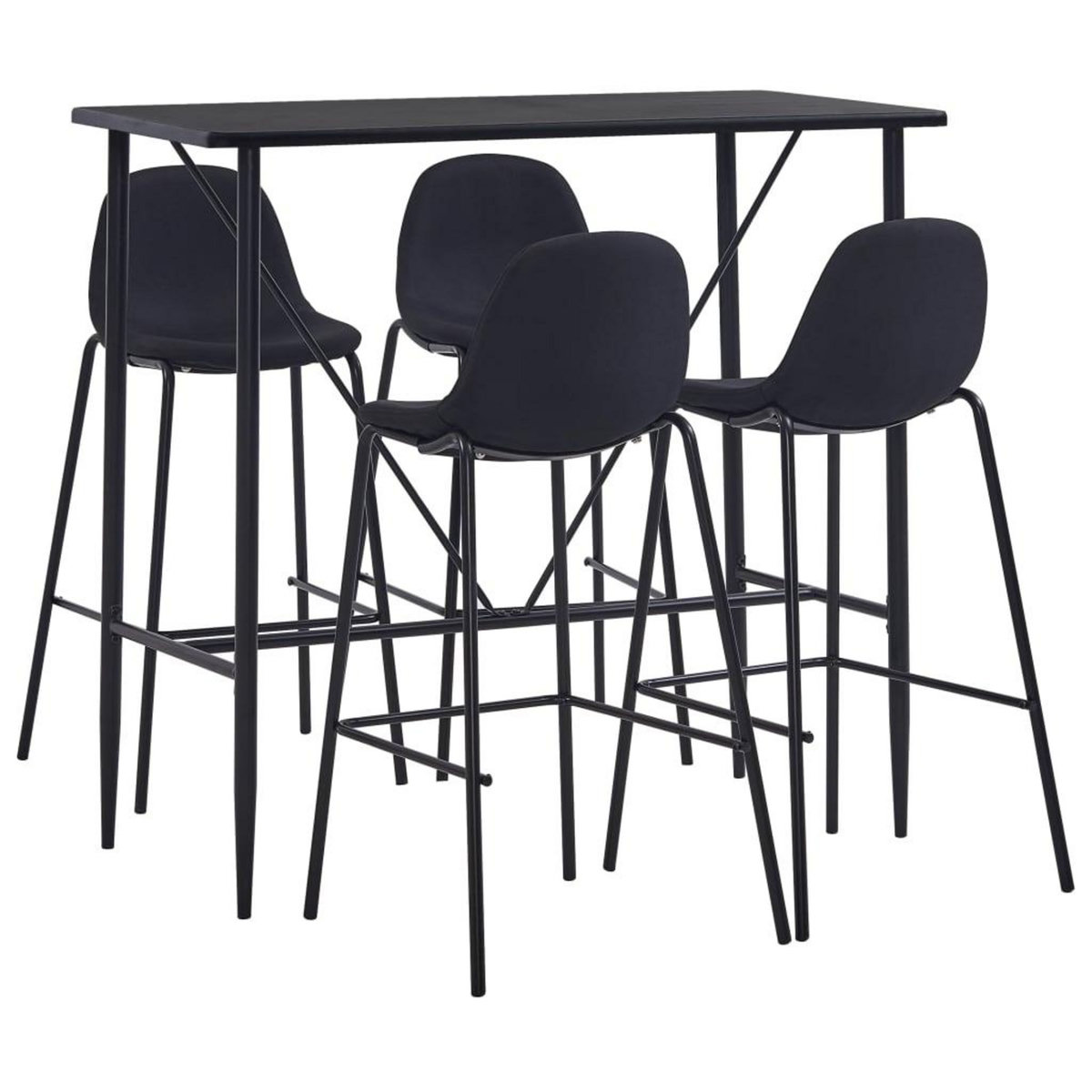 VIDAXL Ensemble de bar 5 pcs Tissu Noir