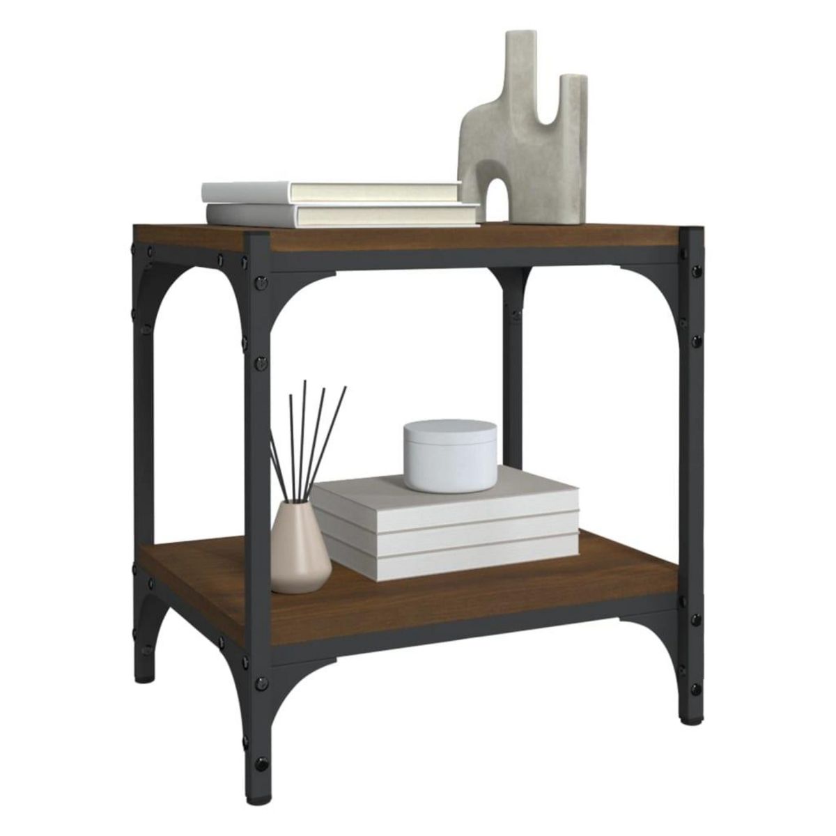 VIDAXL Meuble TV Chene marron 40x33x41 cm Bois d'ingenierie et acier