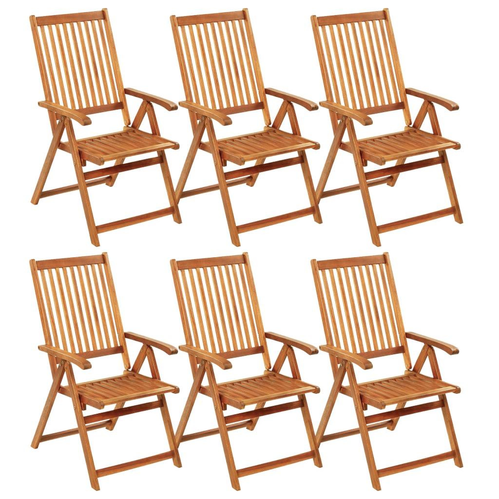 Voir la diapositive 2 : VIDAXL Chaises pliables de jardin lot de 6 avec coussins Bois d'acacia