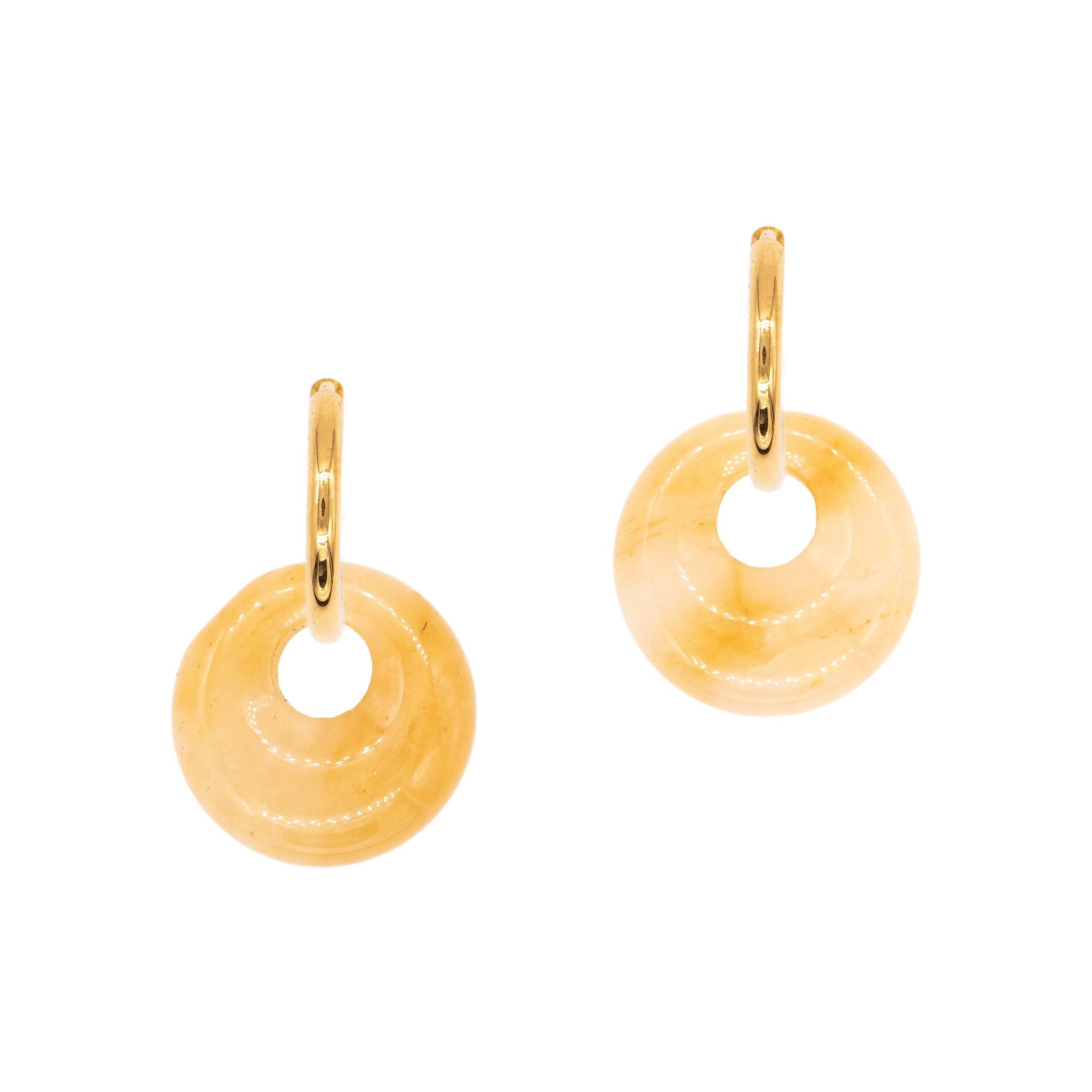 Voir la diapositive 1 : SLOYA Boucles d'oreilles Blima en pierres Jade jaune