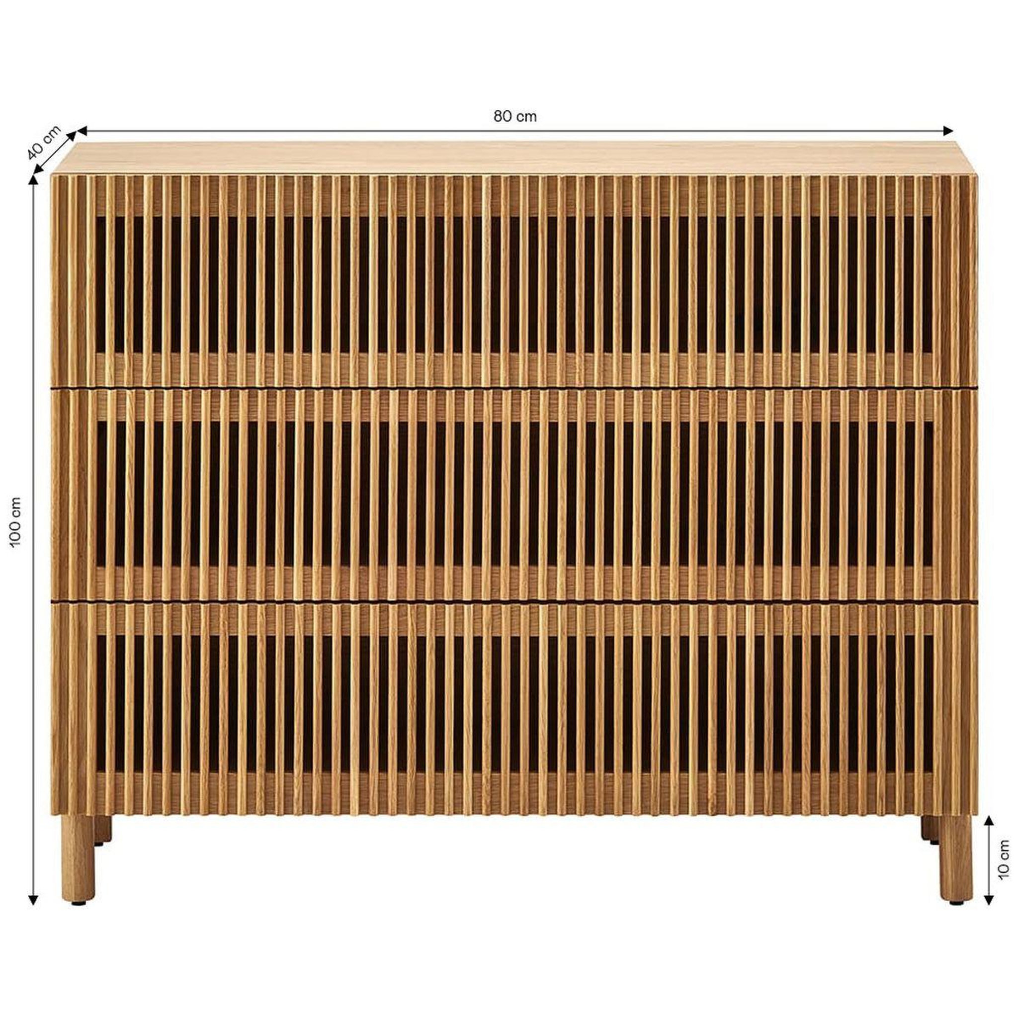 Voir la diapositive 5 : HOMIFAB Commode 3 tiroirs en bois 100 cm - Umea