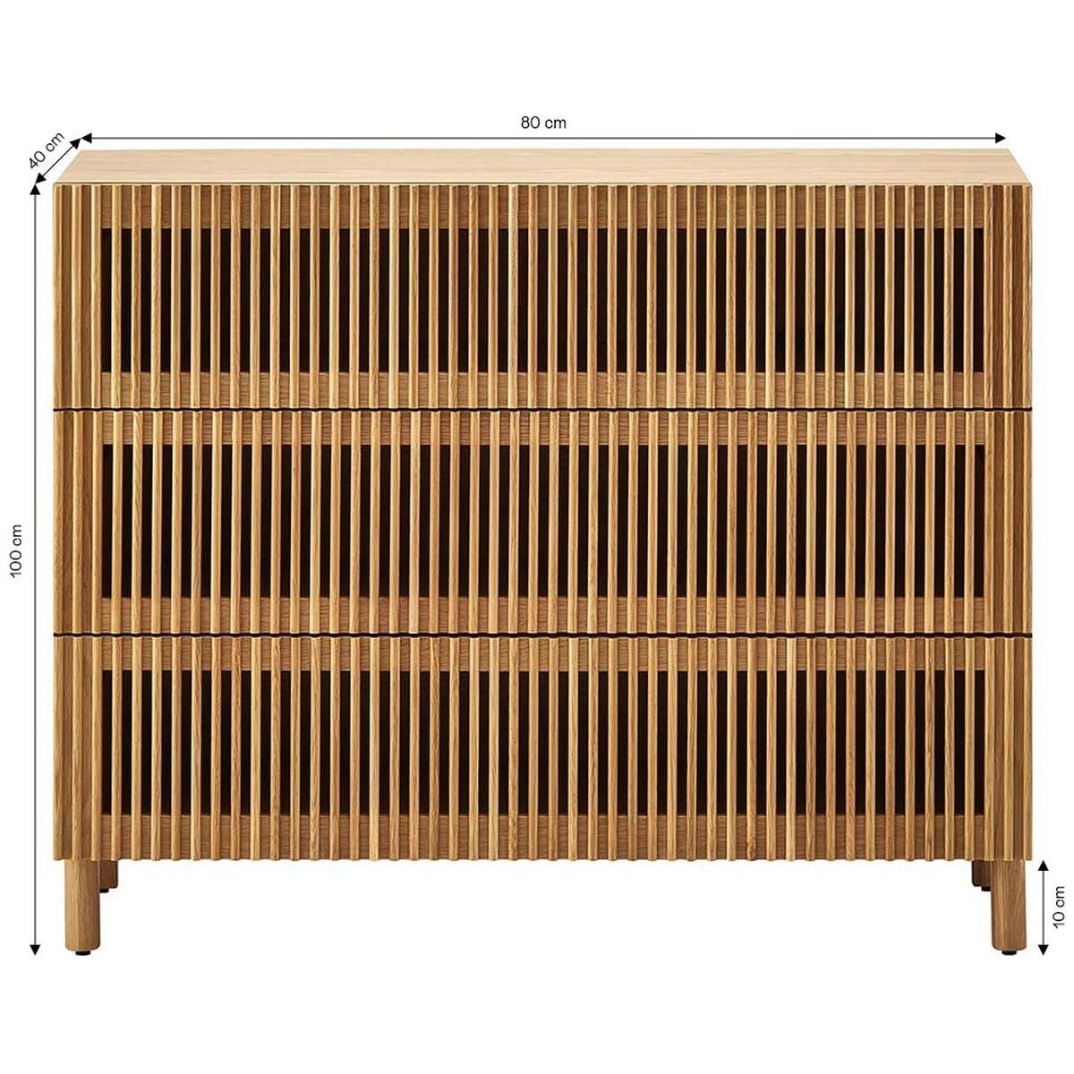 HOMIFAB Commode 3 tiroirs en bois 100 cm - Umea