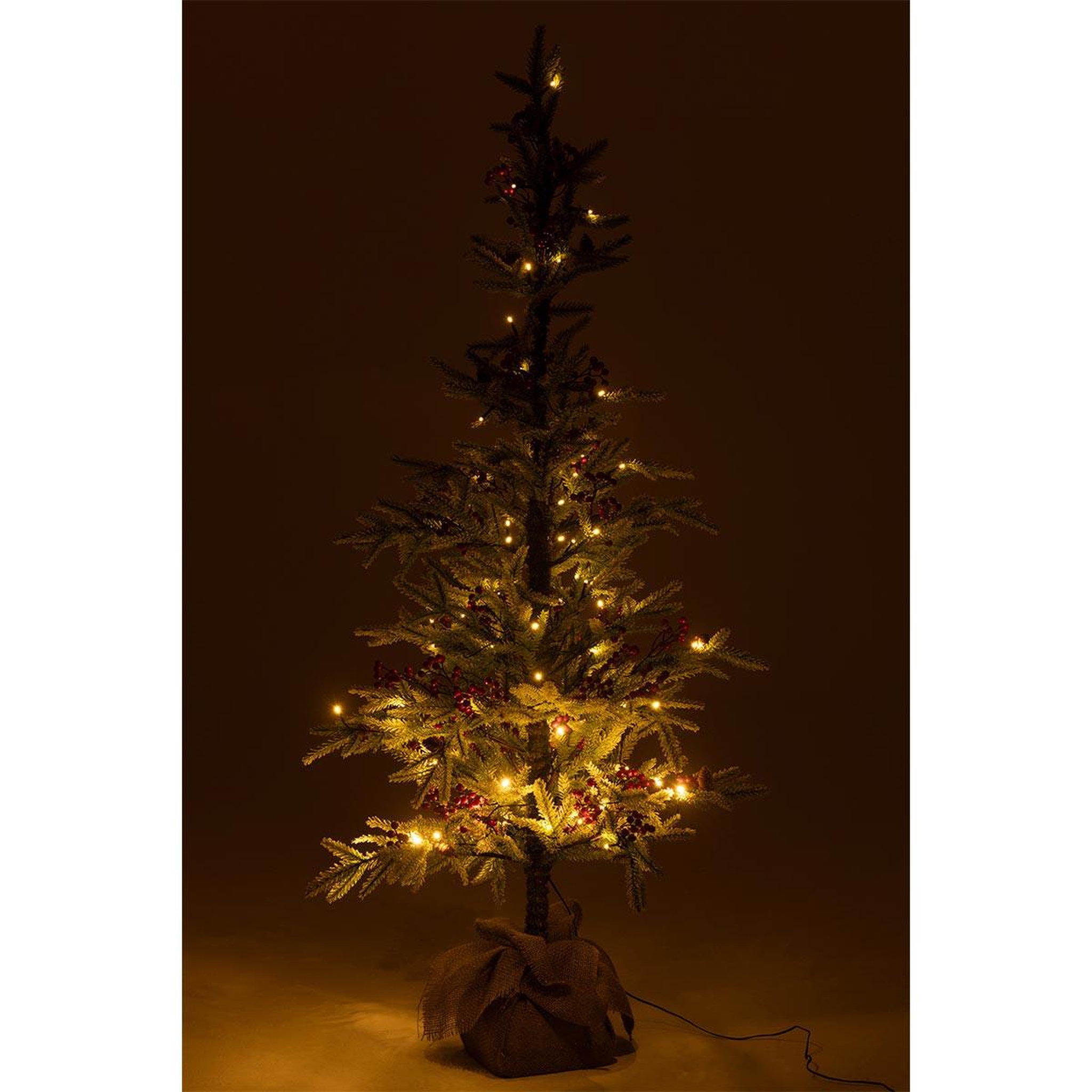 Voir la diapositive 3 : J-LINE Sapin de noël artificiel à led  jute  150cm vert