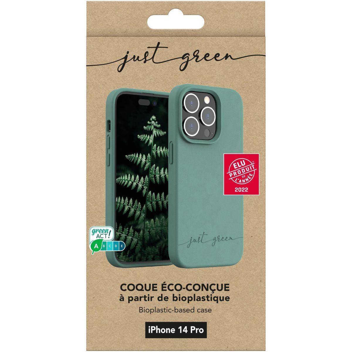 JUST GREEN Coque iPhone 14 Pro BIO vert nuit