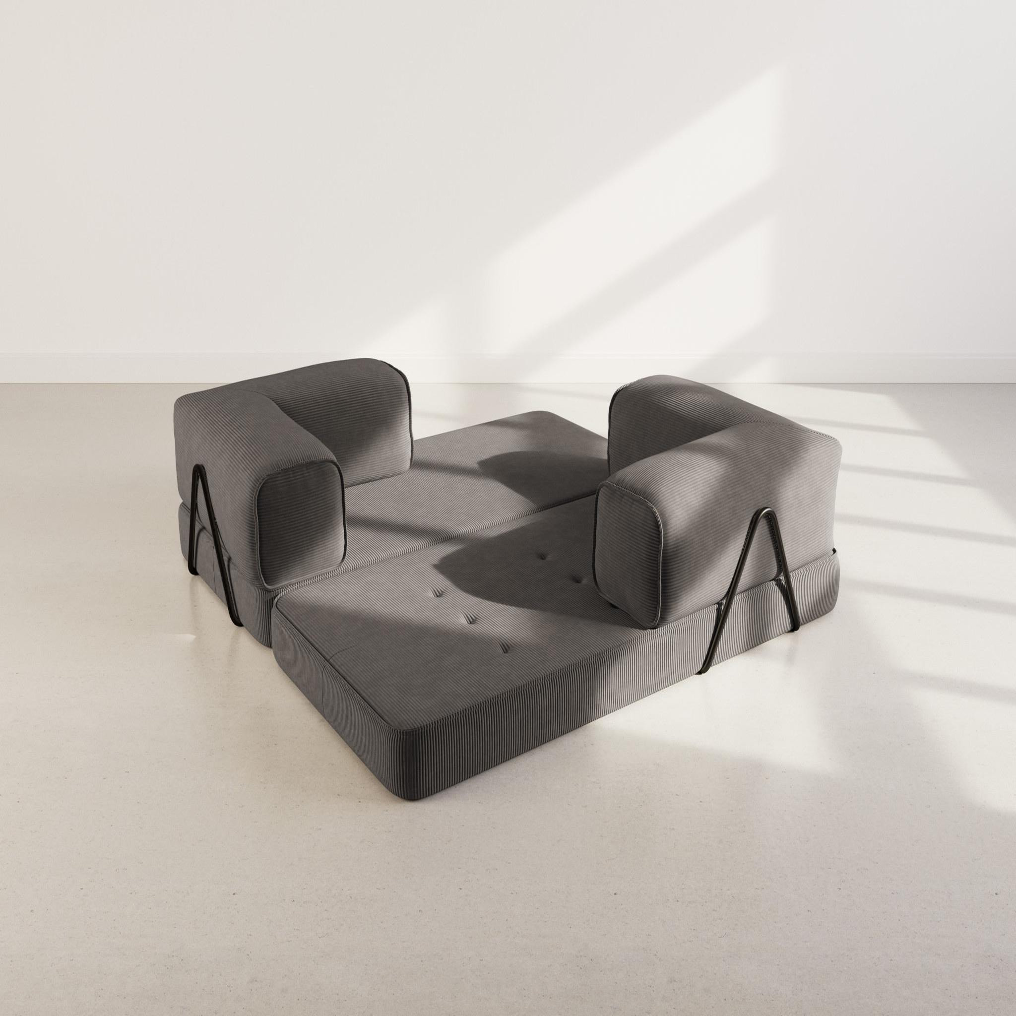 Voir la diapositive 3 : BEST MOBILIER Poppy - canapé 3 places convertible en velours côtelé