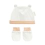 Voir la diapositive 2 : Petit Béguin Bonnet bébé et moufles anti-griffures Miss Plume
