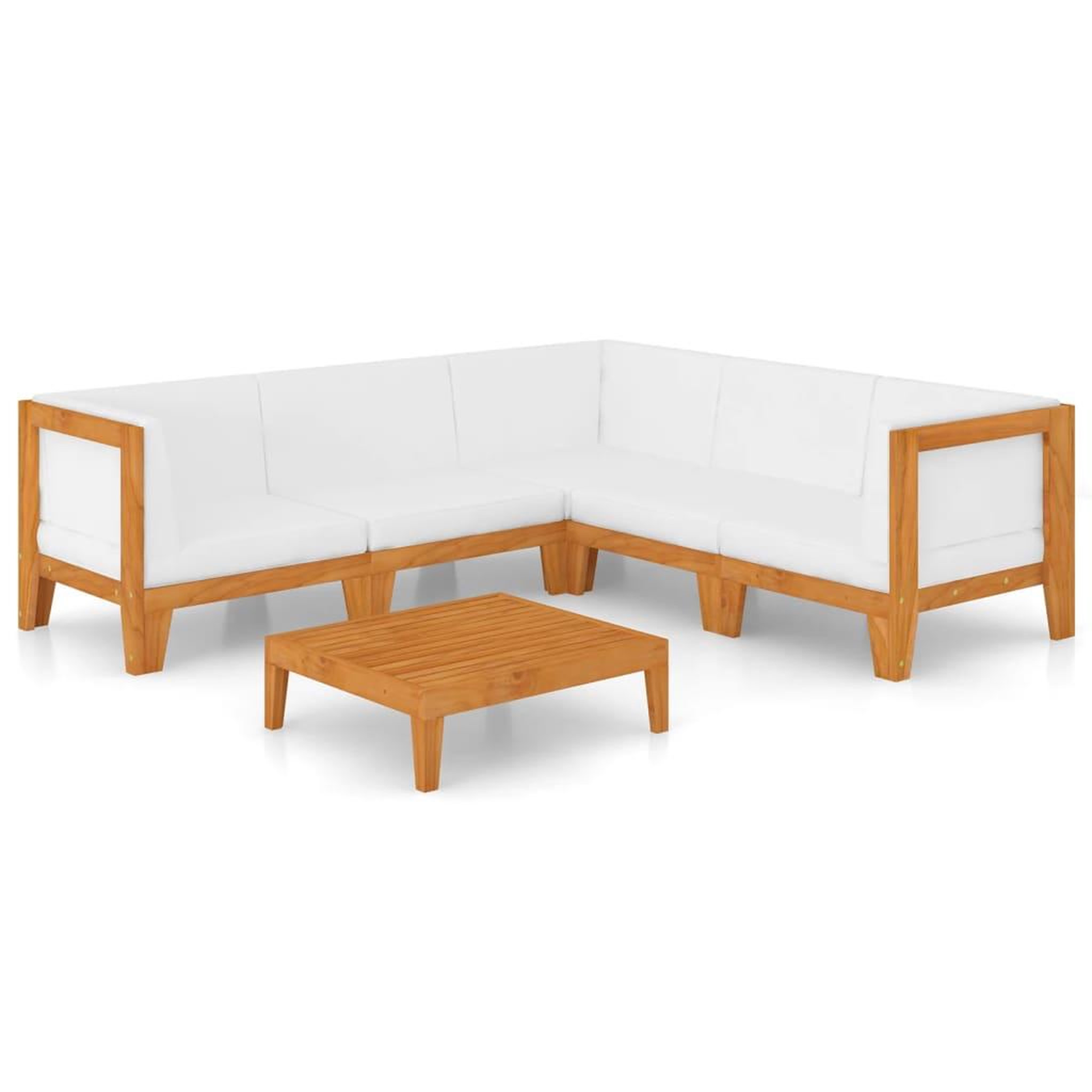 Voir la diapositive 2 : VIDAXL Salon de jardin 6 pcs avec coussins Bois d'acacia solide