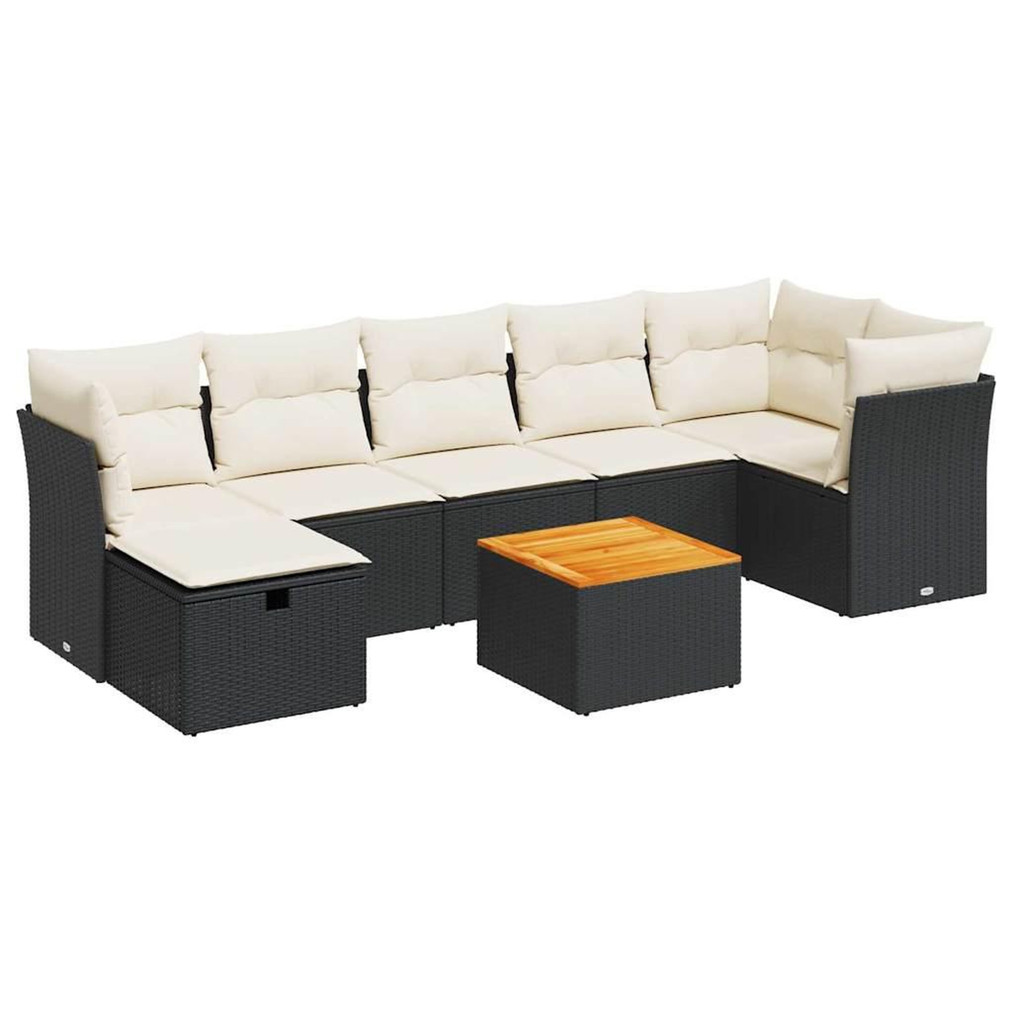 Voir la diapositive 2 : VIDAXL Salon de jardin 8 pcs avec coussins noir resine tressee