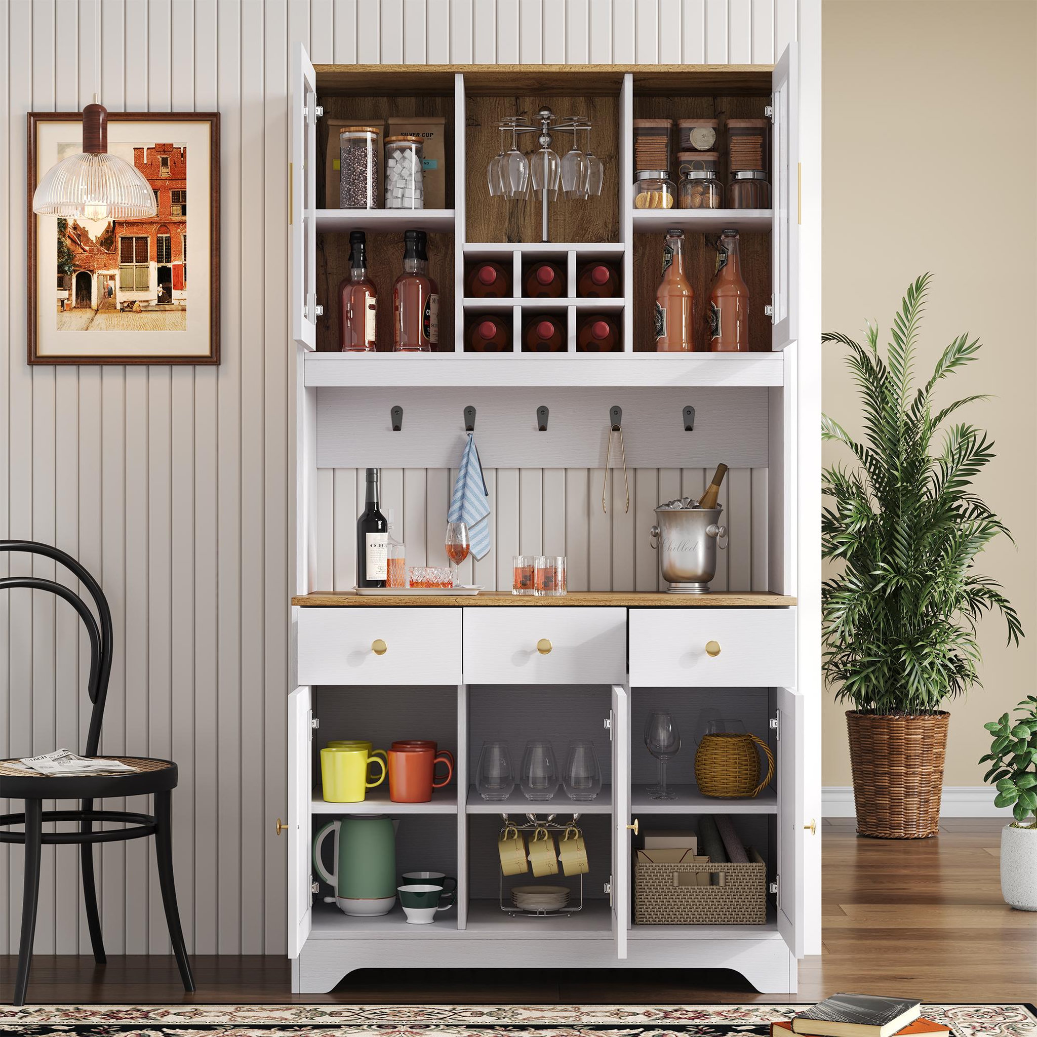 Voir la diapositive 5 : MERAX Buffet de cuisine 5 portes 3 tiroirs - 94,5 cm blanc mdf
