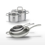 ELO Lot de 3 Poêles 24/28/32cm et 2 Faitouts 14/16cm Elo Relief Evolution