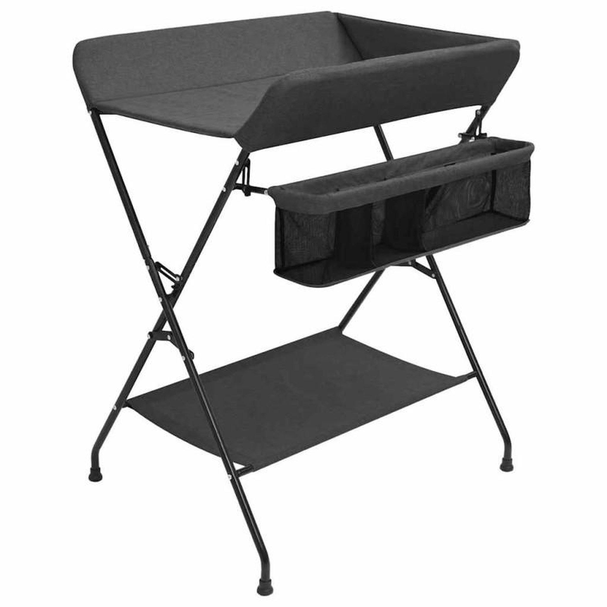 Voir la diapositive 1 : VIDAXL Table à langer Anthracite Fer
