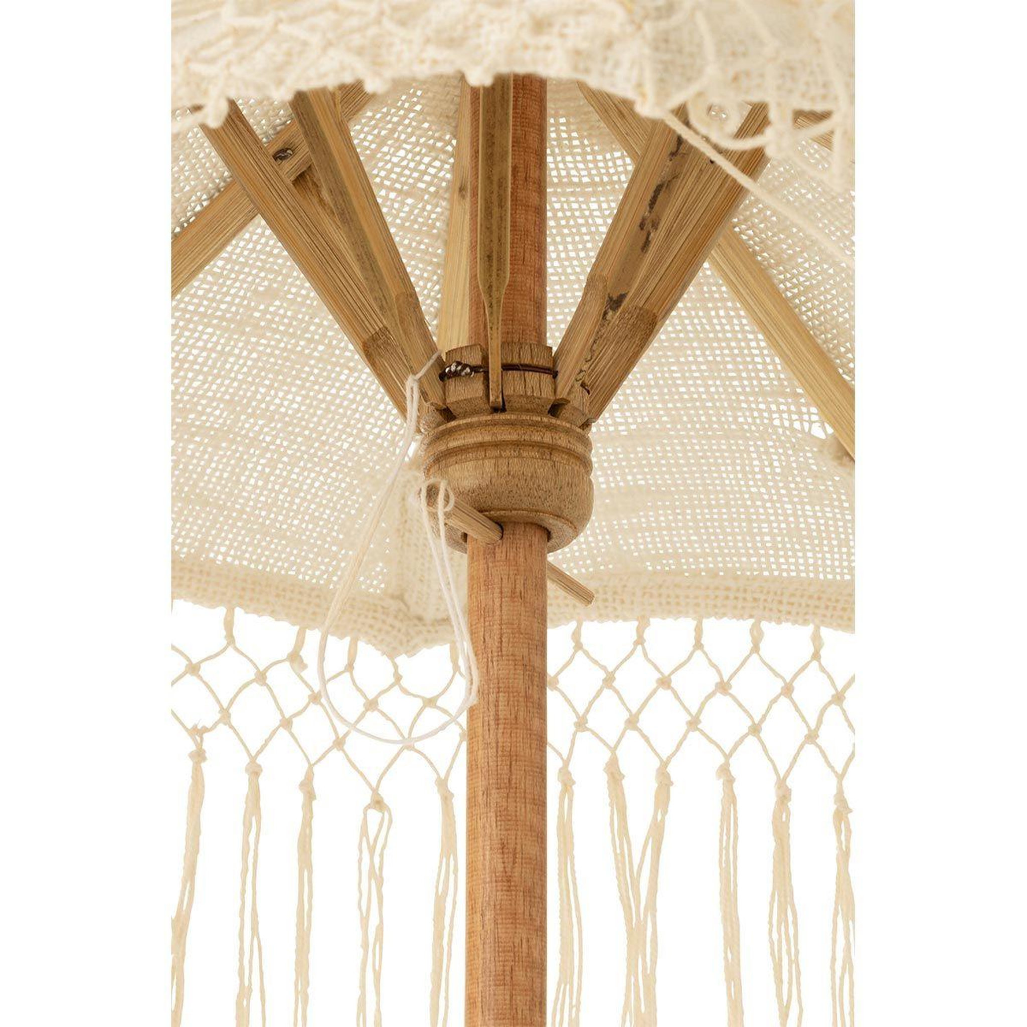 Voir la diapositive 3 : J-LINE Parasol déco franges  tumanggal  84cm crème