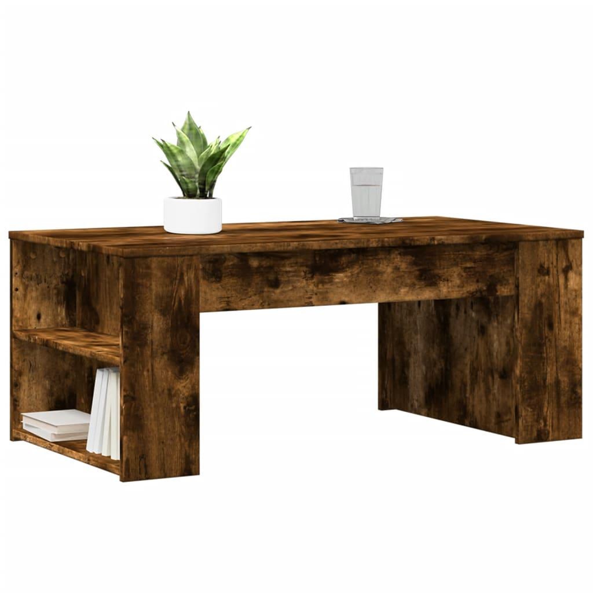 Voir la diapositive 3 : VIDAXL Table basse chene fume 102x55x42 cm bois d'ingenierie