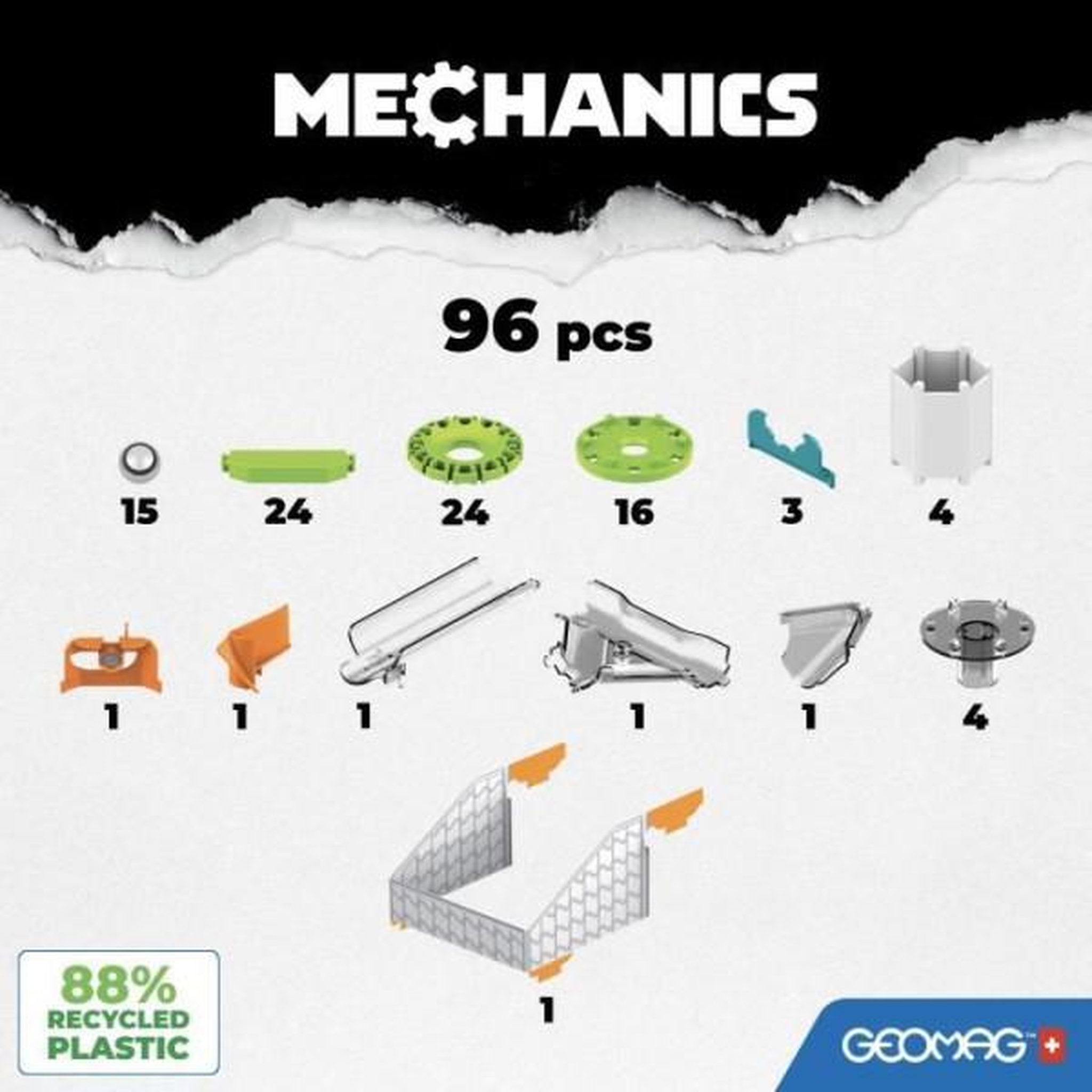 Voir la diapositive 2 : Geomag Coffret de construction - GEOMAG - Mechanics Challenge Goal! - 96 pieces - Magnétique - Jeu interactif - Plastique recyclé