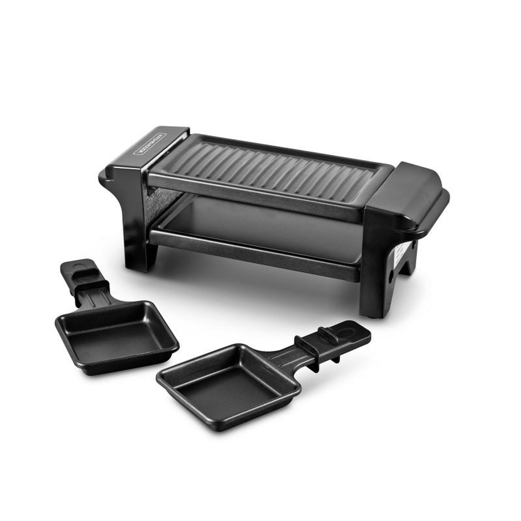 KITCHENCOOK Kitchencook - Appareil à Raclette - 2 Personnes - 350w - Grill Antiadhésif Amovible - 2 Poêlons - Poignée De Transport